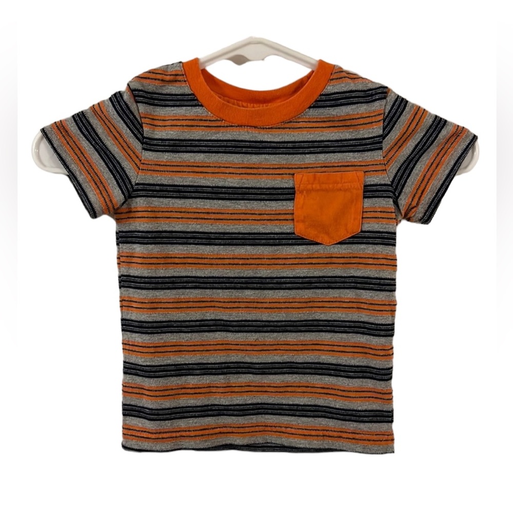 Cat & Jack Striped Orange And Gray Tee